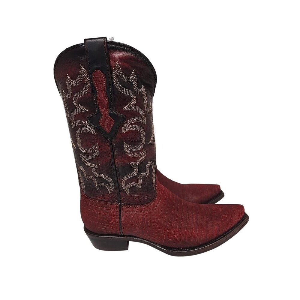 Dingo Men's DI 107 The Duke Snip Leather Pull On Western Boot Cherry Size 9D - Picture 2 of 6